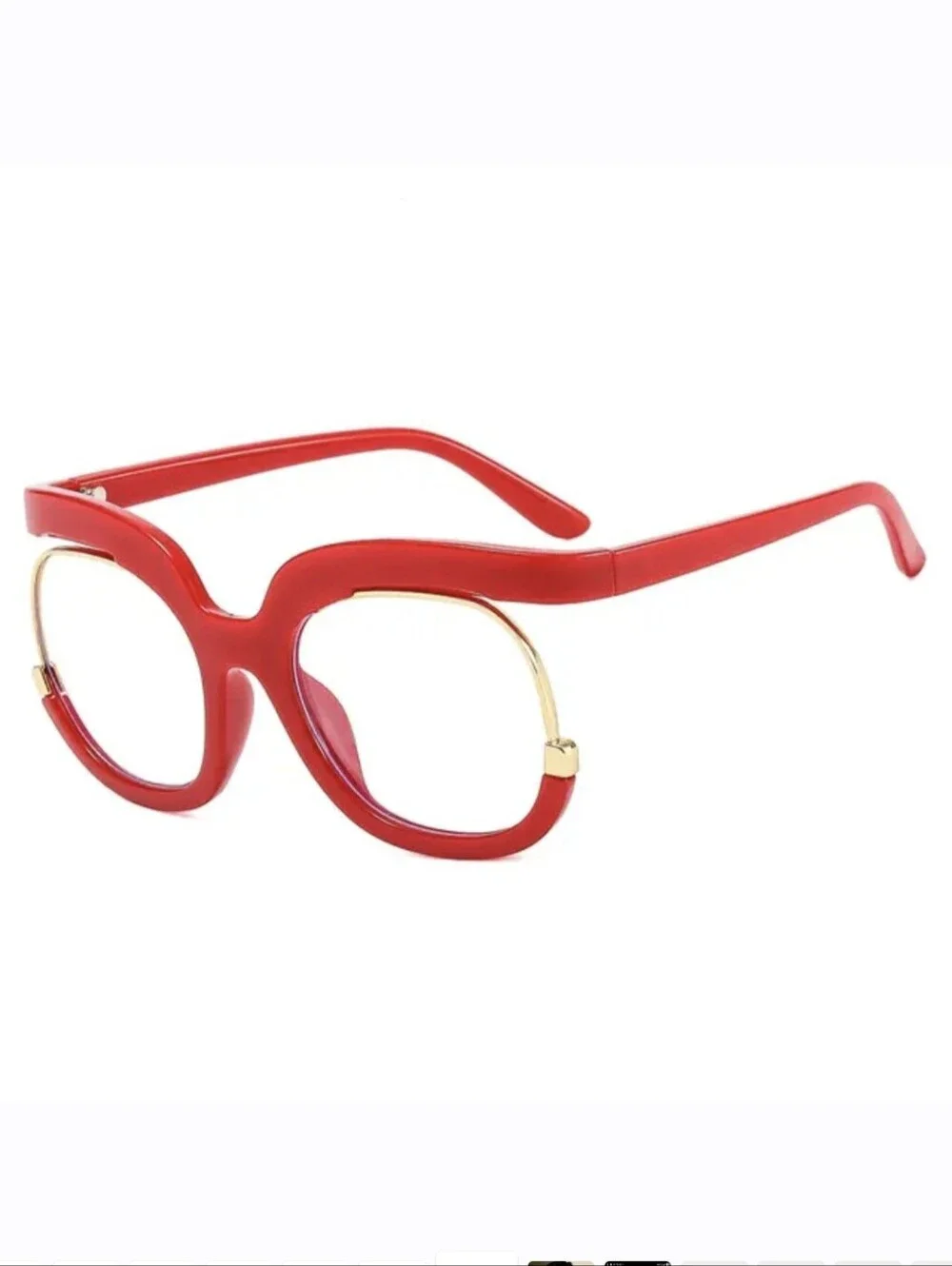 NEW Red Oversize Round Fashion Glasses